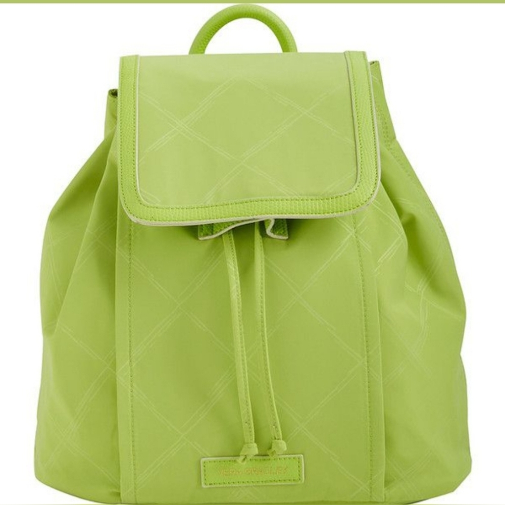 VERA BRADLEY Preppy Poly Drawstring Backpack- Citrine Faux Leather Trim